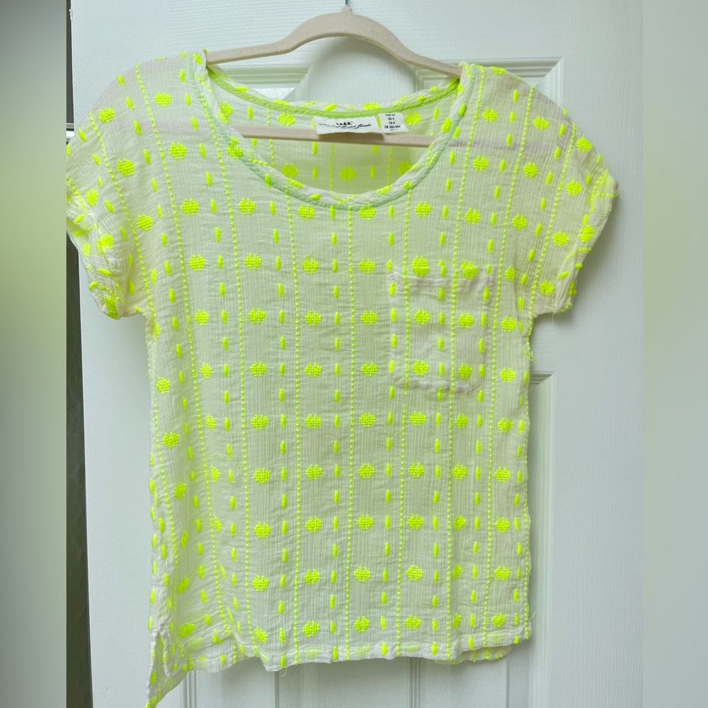 Sheer Pocket Tee with Embroidery